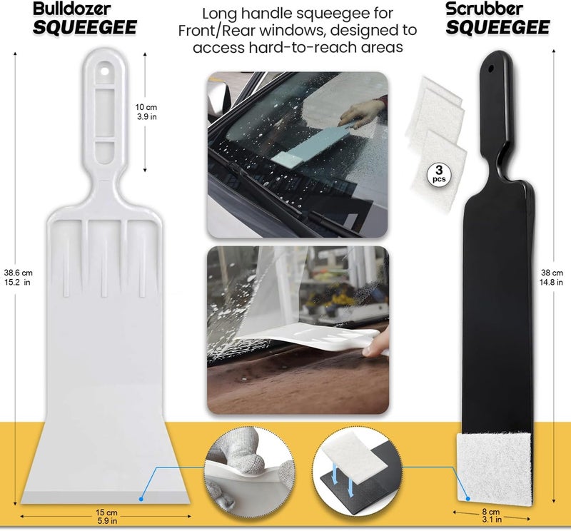Charmier Window Tint Kit Vinyl Wrap Tool for Car Tinting Tools Windshield Back Window Squeegee Bulldozer Squeegee Scrubber Paddle Rubber for Car Wrapping Film Installation Auto Tint Kit Pro Set - Image 5